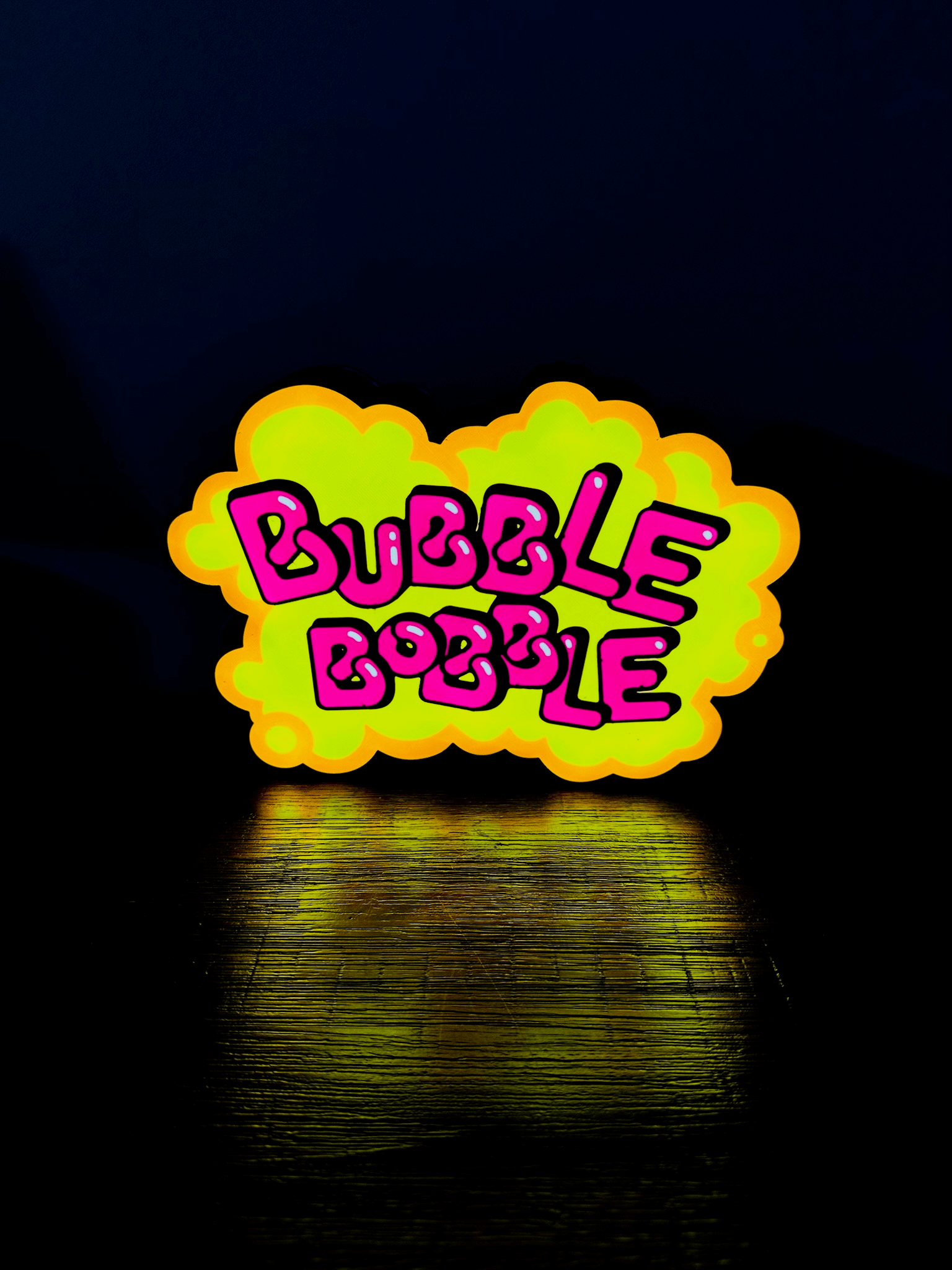 Bubble Bobble Retro Gaming Logo - Night Light / Light Up Wall Art