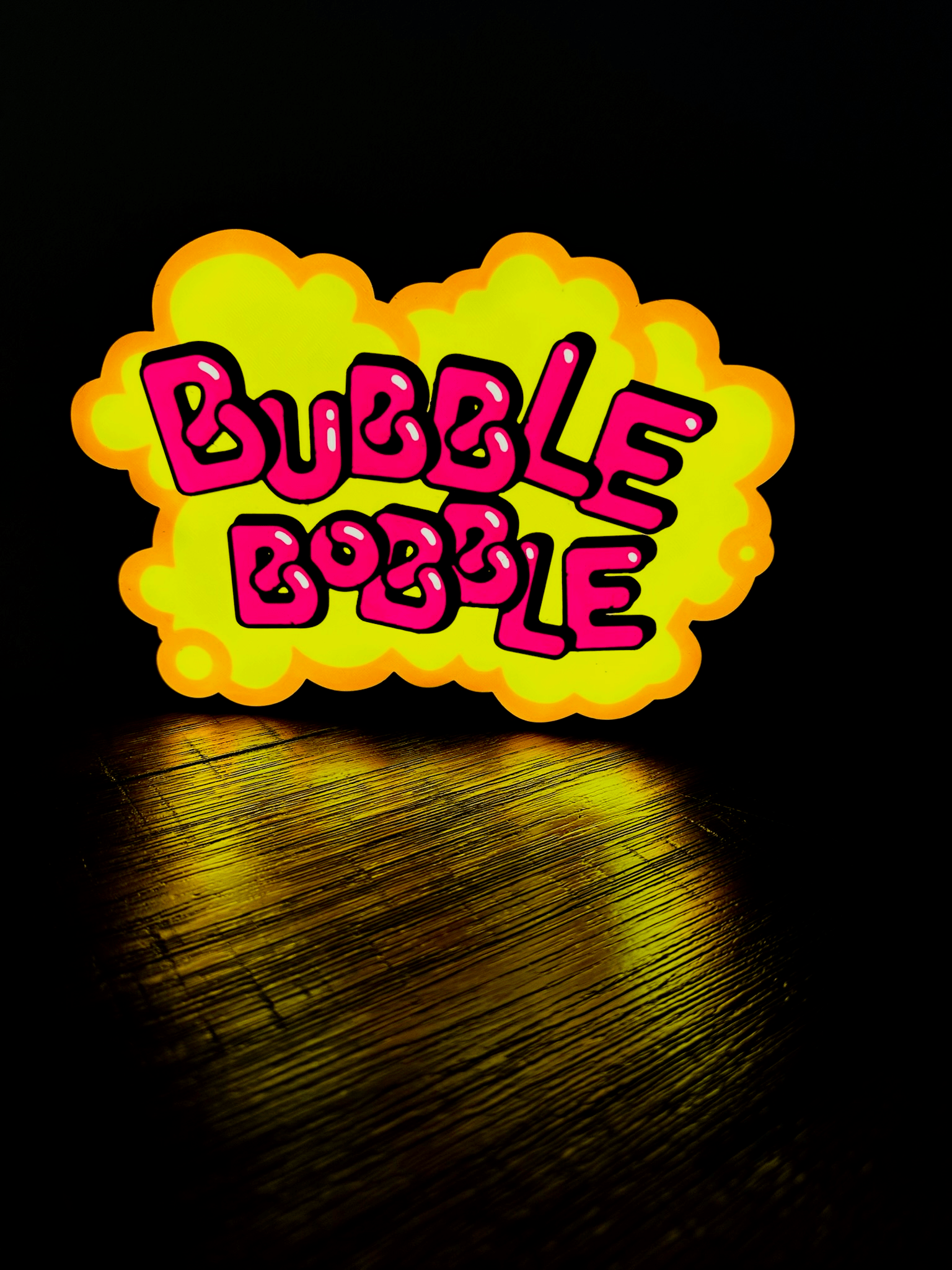 Bubble Bobble Retro Gaming Logo - Night Light / Light Up Wall Art