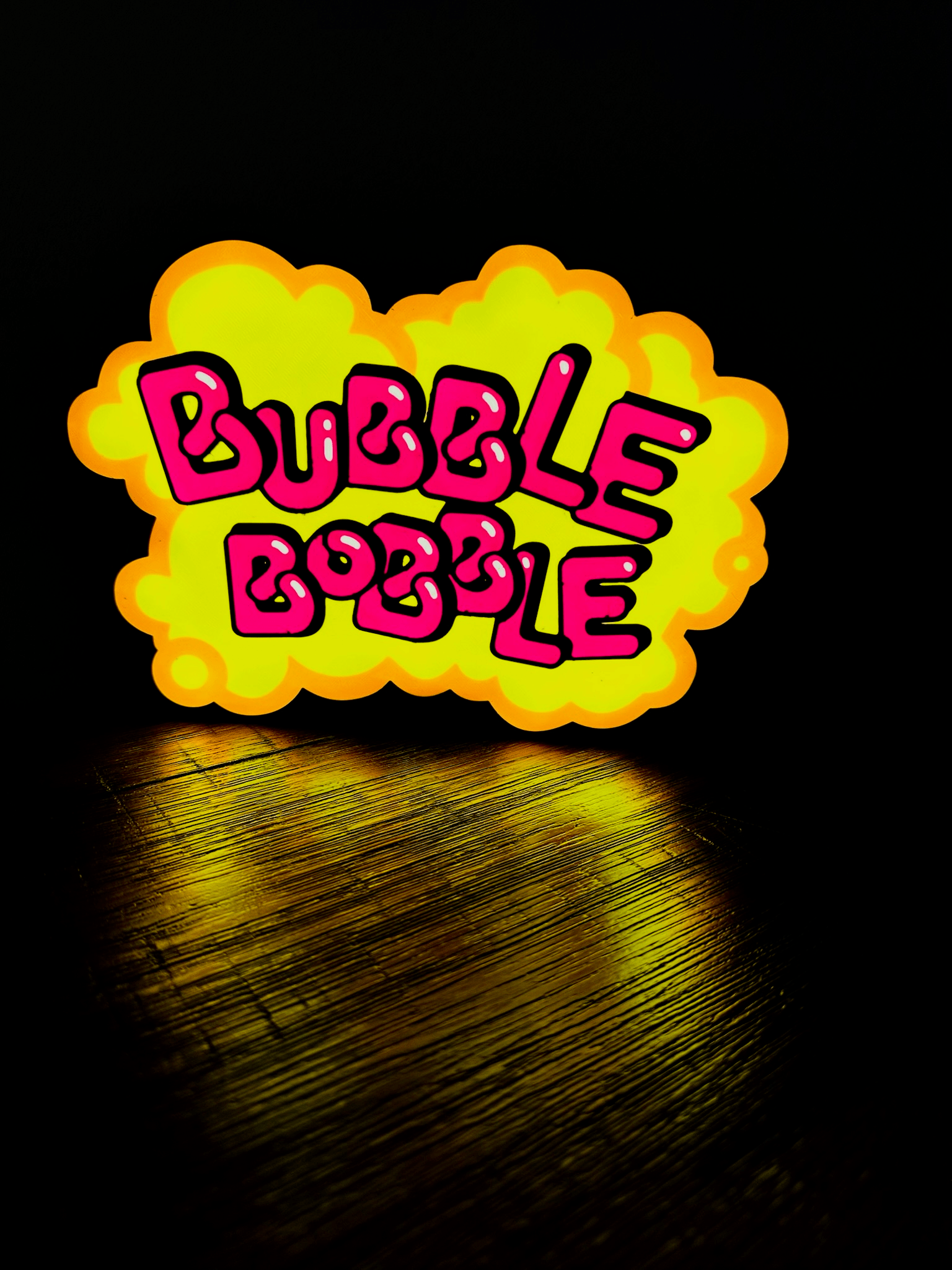Bubble Bobble Retro Gaming Logo - Night Light / Light Up Wall Art