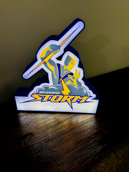 Brightly Lit Melbourne Storm - NRL Team Light Up Sign / Wall Art - USB Powered