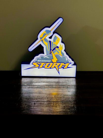 Brightly Lit Melbourne Storm - NRL Team Light Up Sign / Wall Art - USB Powered