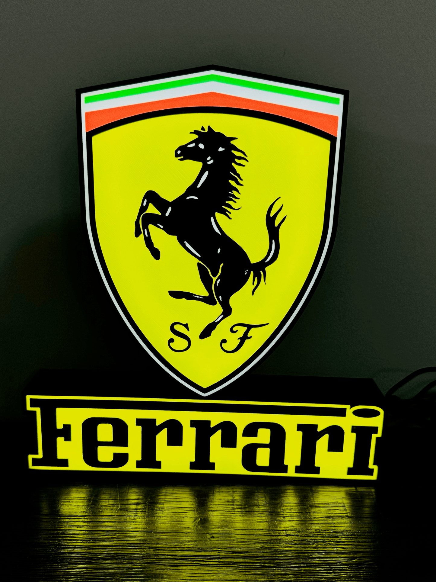 Ferrari Logo & Word - Light Up Sign - USB Powered