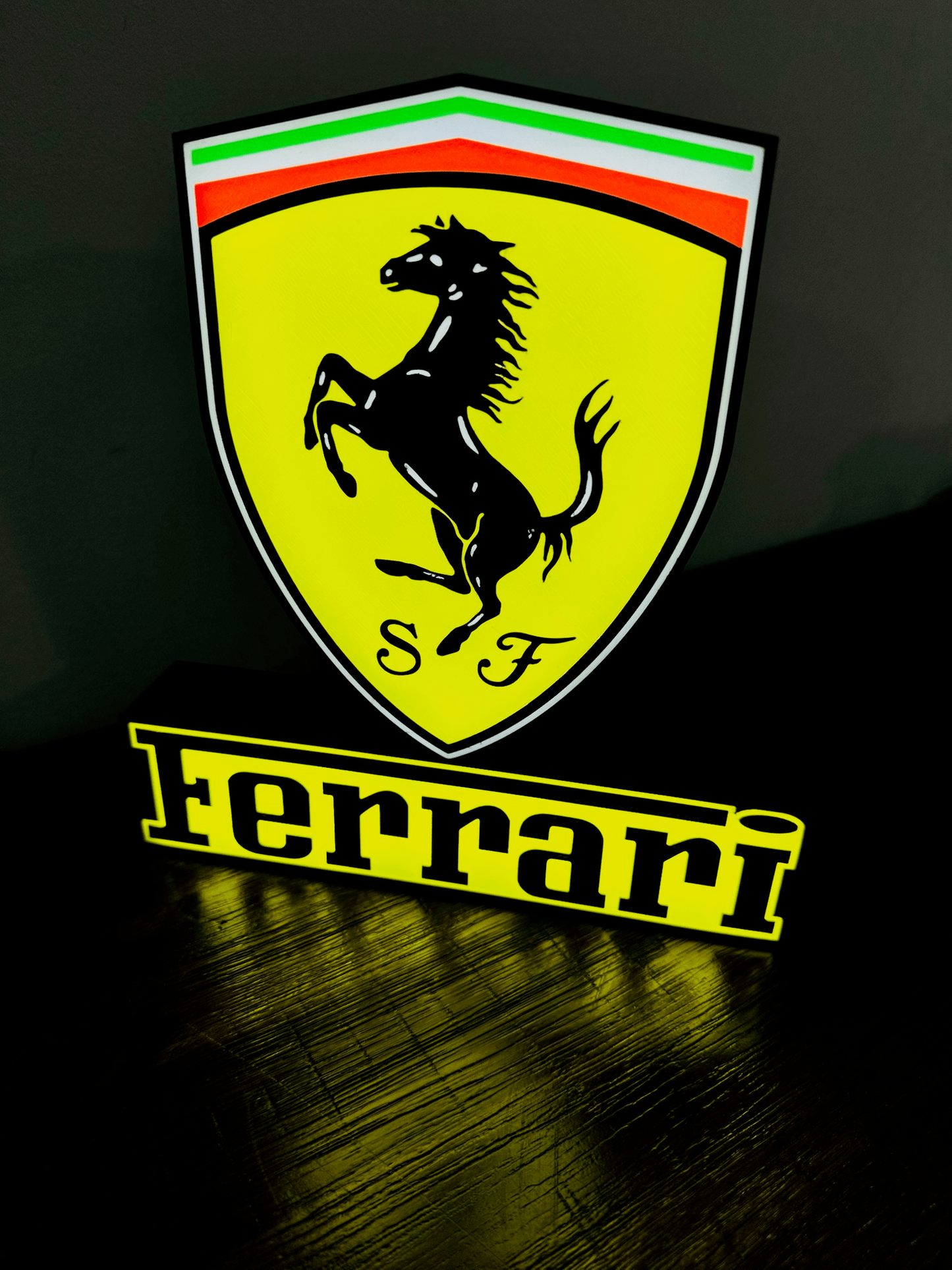 Ferrari Logo & Word - Light Up Sign - USB Powered