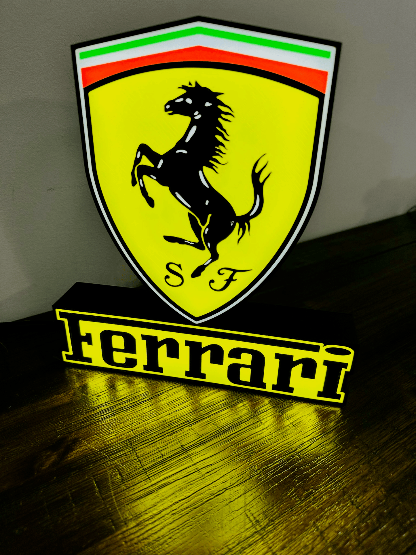 Ferrari Logo & Word - Light Up Sign - USB Powered