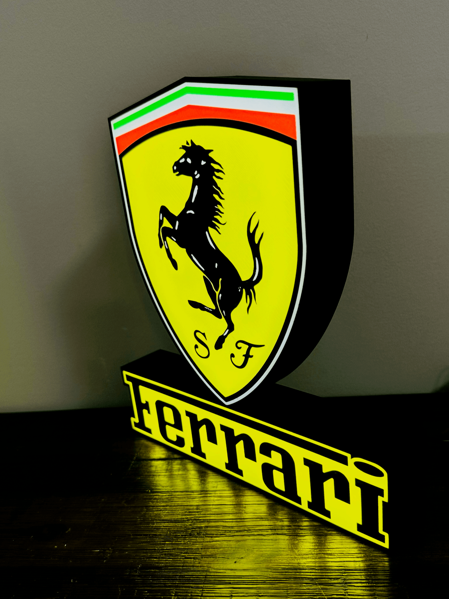 Ferrari Logo & Word - Light Up Sign - USB Powered