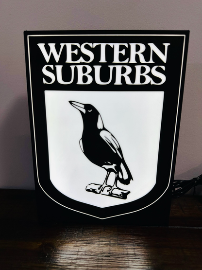 Western Suburbs Magpies - Team Logo - Light Box / Night Light