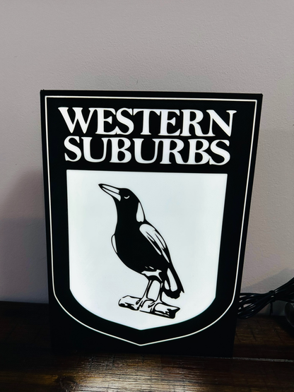 Western Suburbs Magpies - Team Logo - Light Box / Night Light