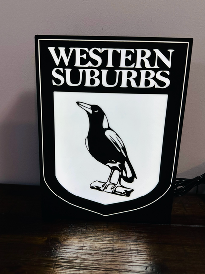 Western Suburbs Magpies - Team Logo - Light Box / Night Light
