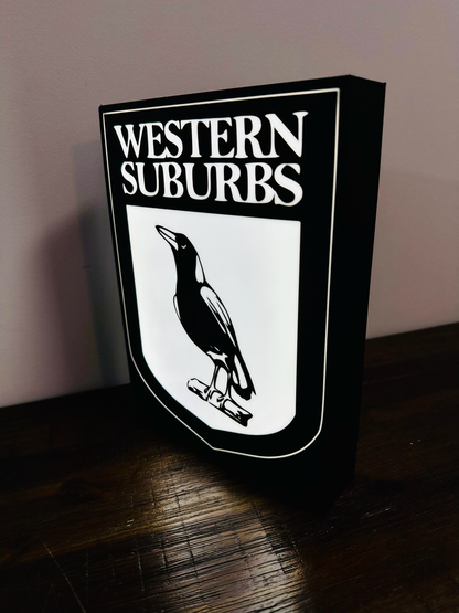 Western Suburbs Magpies - Team Logo - Light Box / Night Light