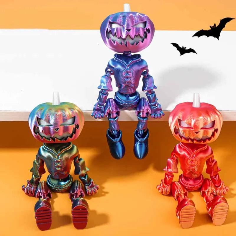 Halloween Decoration: Rainbow Flexible Pumpkin Head Skeleton with movement & Glow in the Dark Eyes - Michael's 3D World