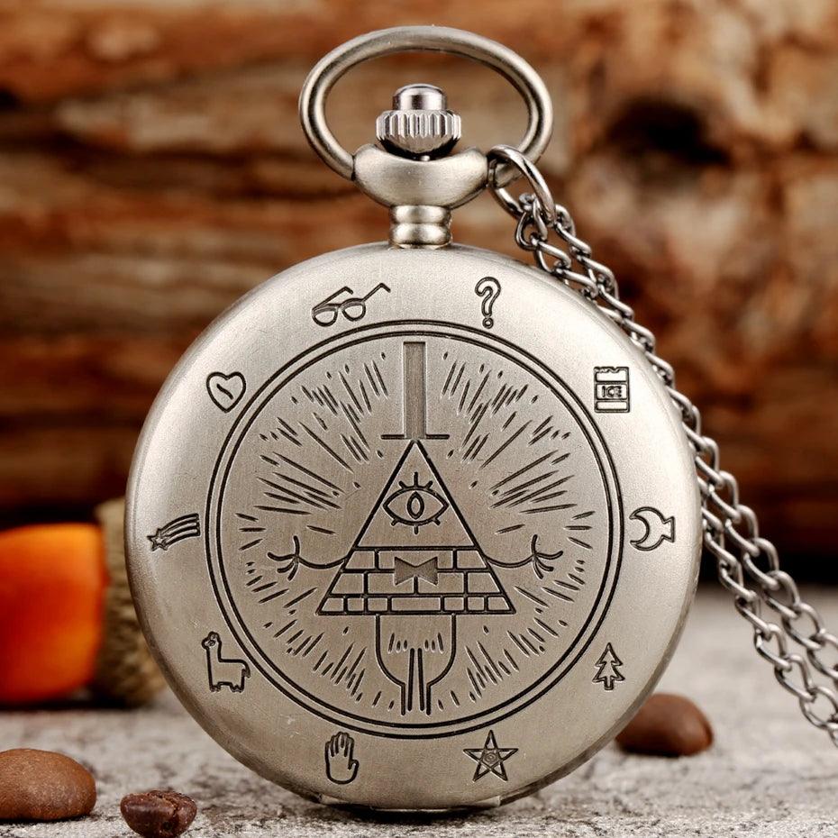 Gravity Falls: Bill Cipher & Zodiac Pocket Watch - Laser Engraved Gold Coloured Pocket Watch - Michael's 3D World