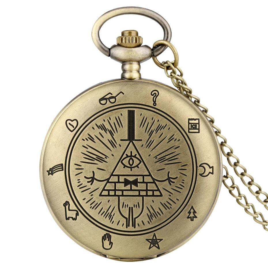 Gravity Falls: Bill Cipher & Zodiac Pocket Watch - Laser Engraved Gold Coloured Pocket Watch - Michael's 3D World