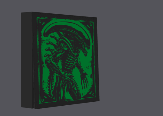 Alien Xenomorph Black & White - Movie Logo LED Light Up Artwork / Wall Art / Sign
