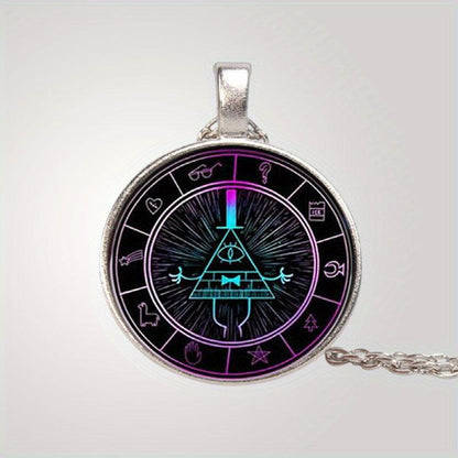 Bill Cipher Zodiac Wheel - Glass Pendant/Necklace - Bright Colours - Michael's 3D World