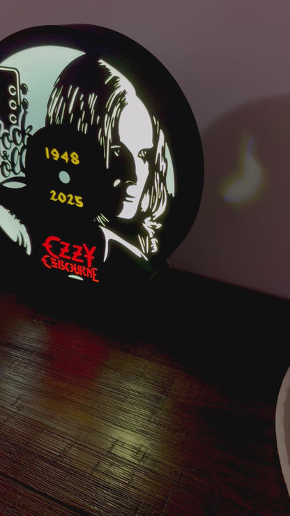LED Light-Up Sign: Ozzy Osbourne Tribute - RIP 2025 Rock & Roll