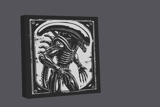 Alien Xenomorph Black & White - Movie Logo LED Light Up Artwork / Wall Art / Sign